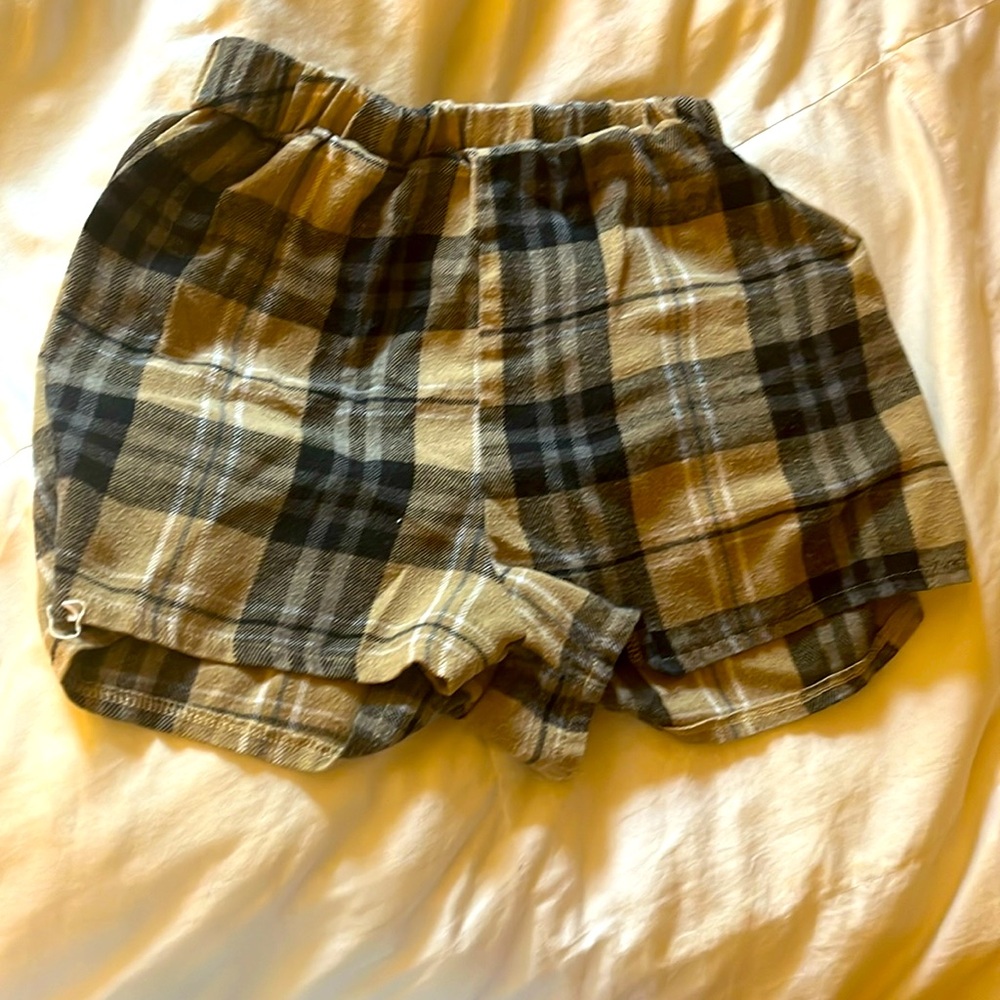 Plaid brown and black shorts, size small, worn once